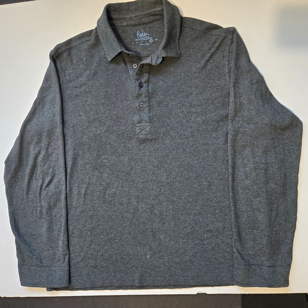 Boden Men's Long Sleeve Polo Dark Gray - XL